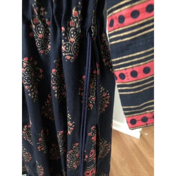 Ladies Printed Cotton Palazzo Suit Small Embellished Beads Missing Maxi Dress - Picture 5 of 13